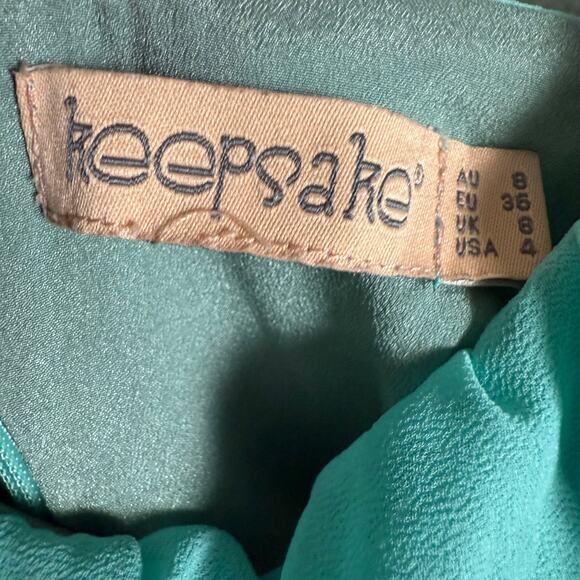 Keepsake The Label Teal Blue Flounce Ruffled V-Neck Cut Out Waist Mini Dress 4 - Picture 10 of 11